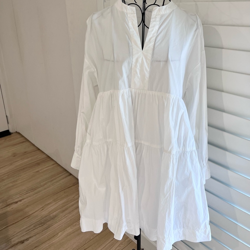 Anine Bing 100% Cotton White Long Sleeve Mini Dress. - Picture 1 of 3